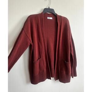 Sonoma Cozy Open Front Cardigan Rust Knit Pockets Size L